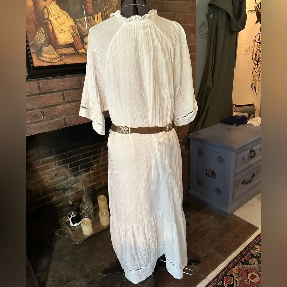 Chico’s white cotton gauze shift dress lined size 3 L - Picture 3 of 10